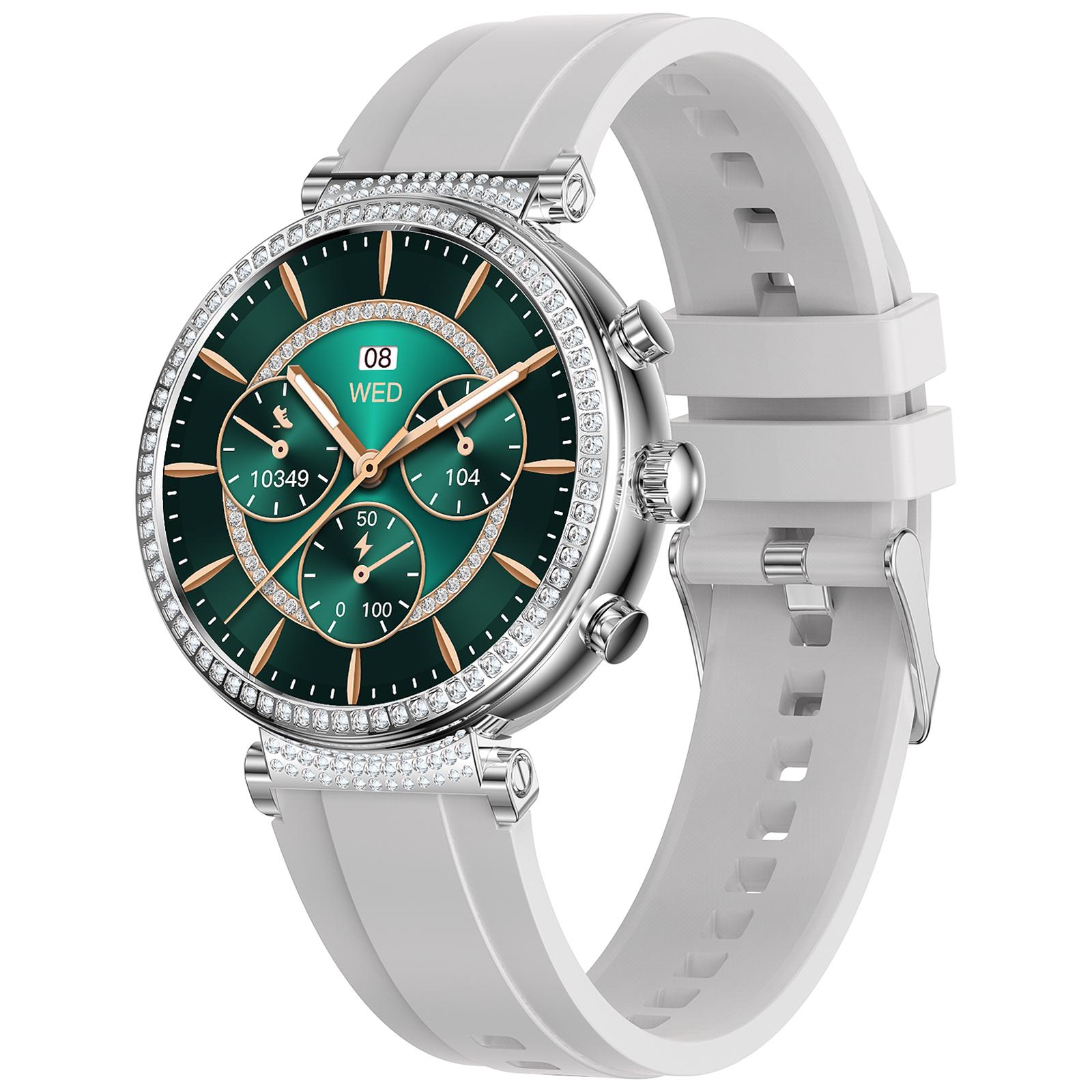 

TK28 Women ECG Bluetooth-compatible Call Watch Body Temperature Health Monitor Smart Watch,Silicone Strap (CE Certified) Silver