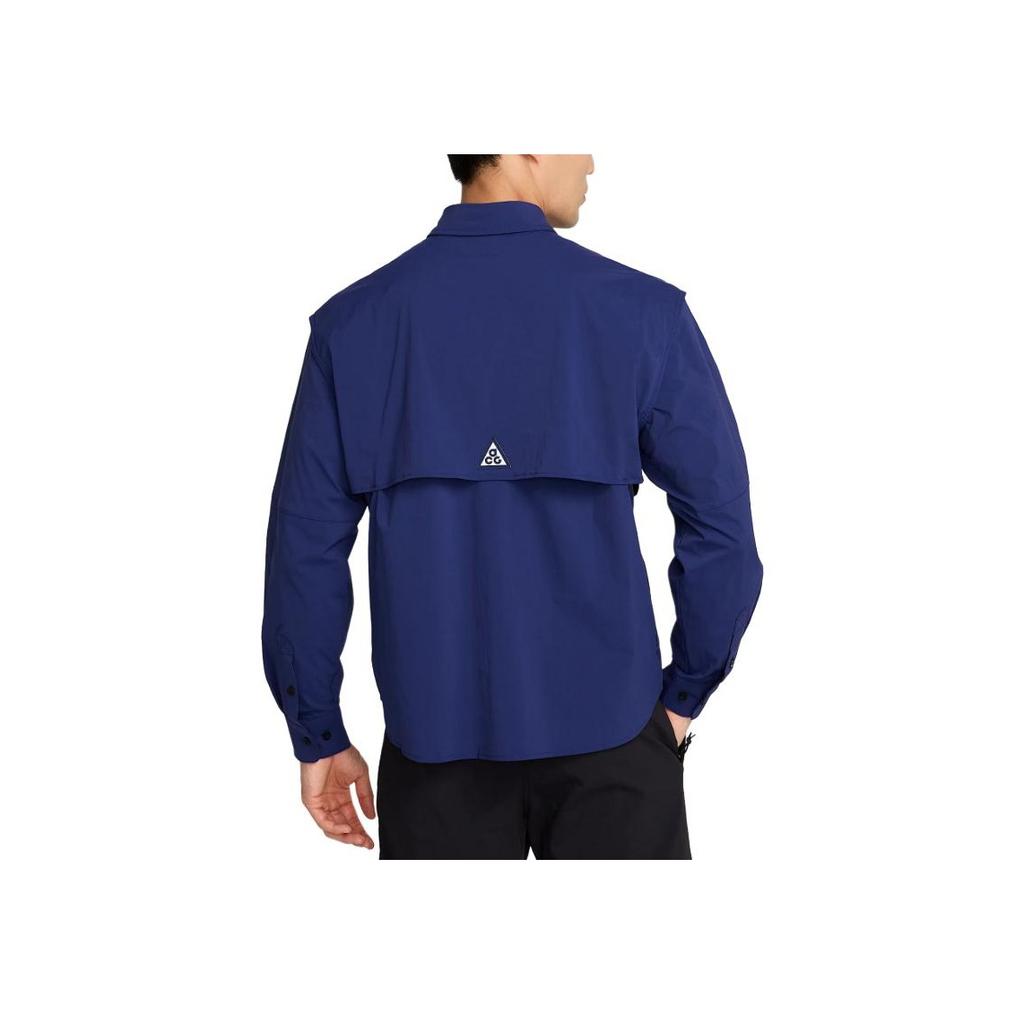 Nike Solid Logo Loose Long Sleeve Shirt Men shirts Blue HJ2466-492