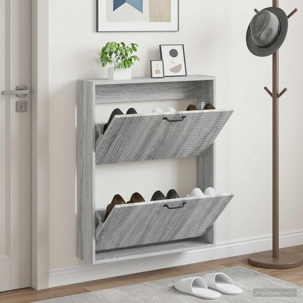 Wall Mounted Shoe Cabinet HAARLEM 71 x 17 x 86 cm Sonoma Grey