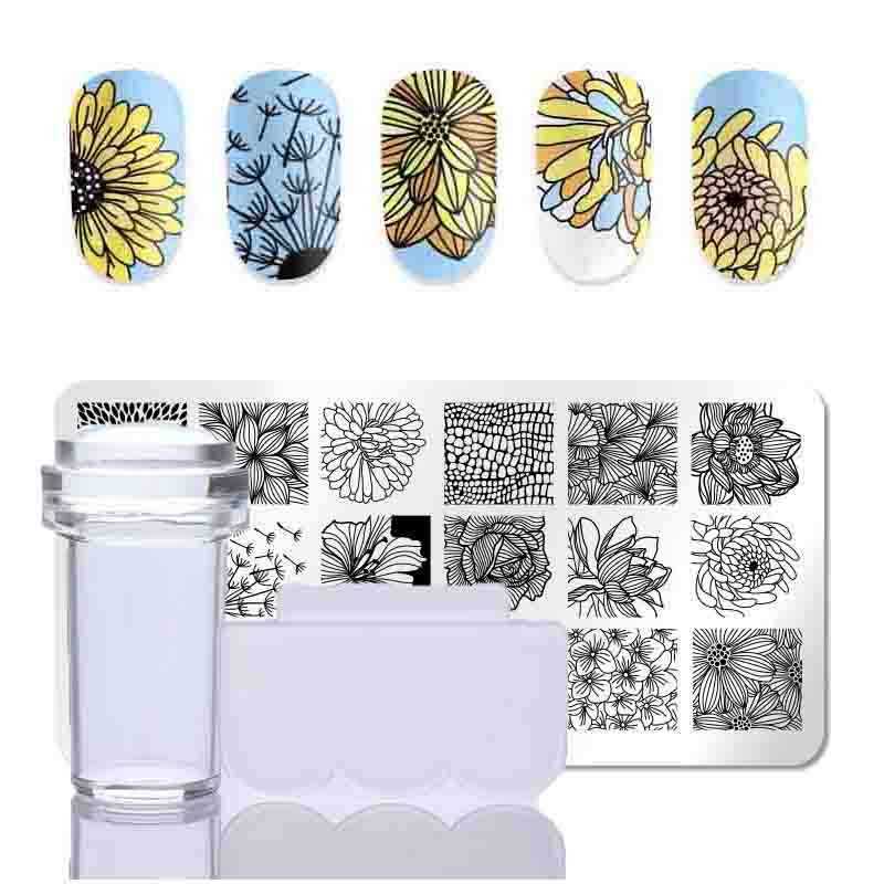 

2 шт./компл., штампы для дизайна ногтей во французском стиле, лист, цветок, трафареты из нержавеющей стали, инструменты для печати изображений для маникюра, 2 шт./компл.