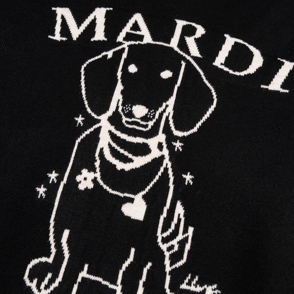 Korean Trendy Little Daisy Sausage Dog Knit Jacquard Round Neck Pure Cotton Sweater for Women
