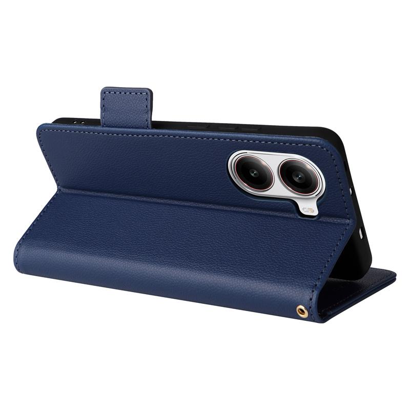 Für Poco X7 Pro 5G Seitliche Schnalle Litschi-Muster Brieftasche Lederhülle für Poco X7 Pro 5G Geldbörse Magnetische Handytaschen