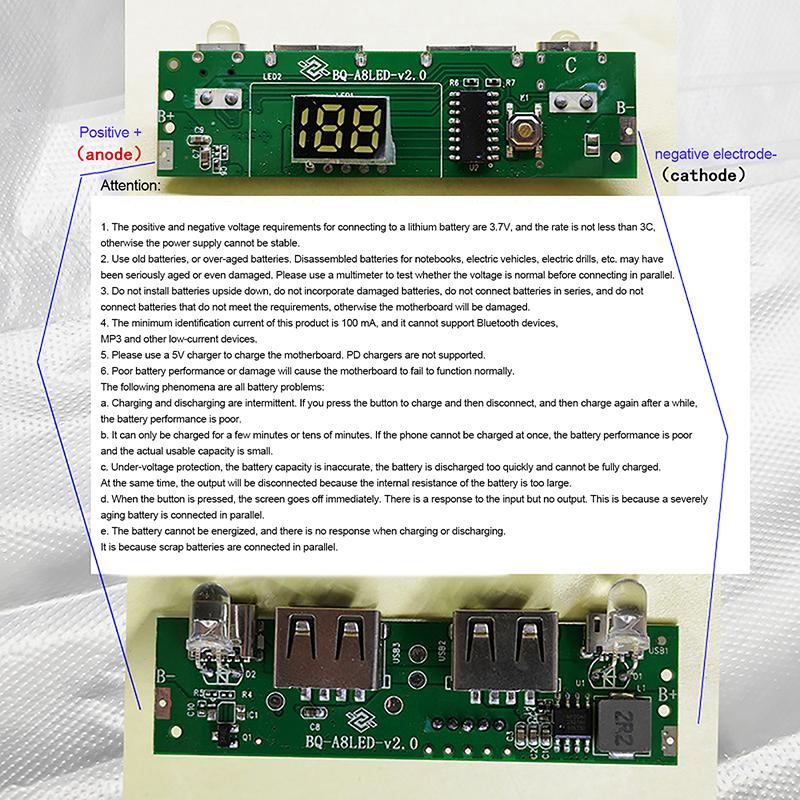 

5V 2A Цифровий дисплей Power Bank Circuit Strip Module Type-C Micro Usb A8188Mobile Power Motherboard