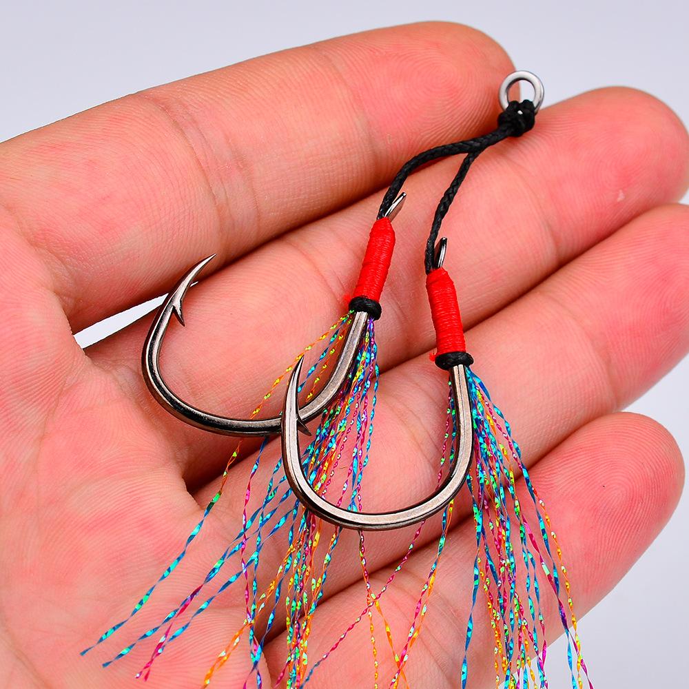 

Железный пластинчатый крючок для морской рыбалки, привязанный яркой проволокой. Железный пластинчатый двойной крючок, привязанный крючком с перьями. Морская рыбалка с лодки. Крюк для основной лески для сильной лошади. 15 # (loose) one