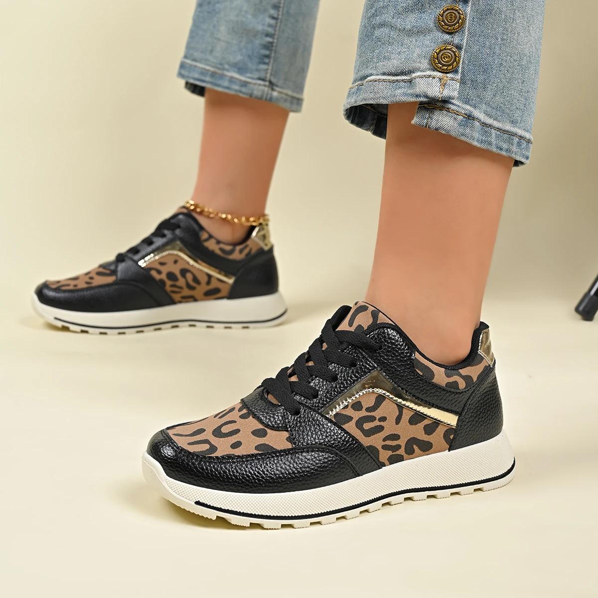 

Женские кроссовки для бега, летние повседневные кроссовки для ходьбы, женские модные леопардовые принты, удобные повседневные теннисные туфли для женщин 36