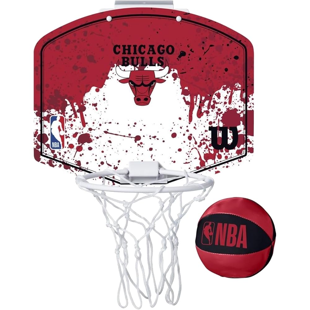 Wilson NBA Team Mini Hoop Chicago Bulls Unisex Adult 28.5cm Board Width 10cm Ball Diameter Basketball Goal