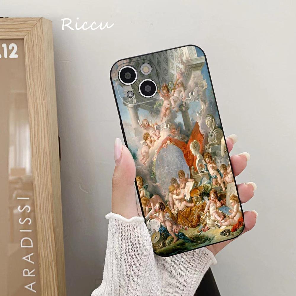 POUR IPhone 14 Peinture Vintage Paradis Ange Peint Coque Souple pour Iphone 14 11 12Pro 8 7 Plus X 13Pro MAX SE2020 XR XS Coques