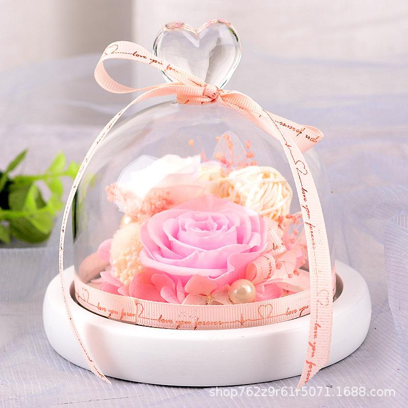 Valentinstagsgeschenk Ewige Blume Liebe Glasabdeckung Rose Blume Geschenk Trockenblume Schutz Blumenstrauß