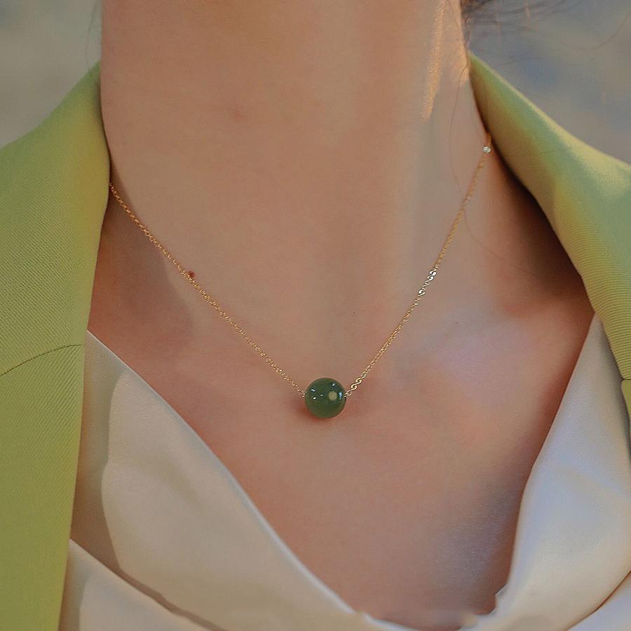 Qinghai Hotan Cat's Eye Jasper Necklace, Collarbone Chain, Niche Design, Light Luxury, Fairy-like