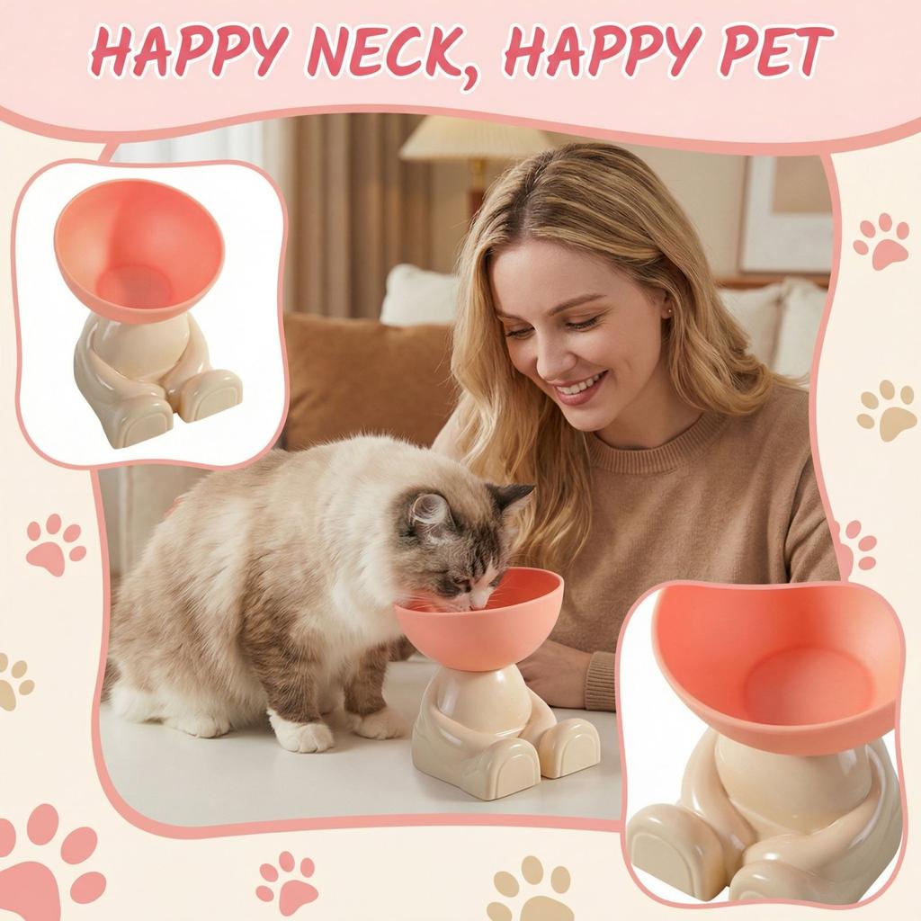 Erhöhte Futterschale für Haustiere mit Nackenstütze, große Kapazität, Katzennapf für Katzen