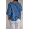 Blusa in Lino da Donna a Manica Pipistrello con Scollo Tondo, Orlo Arricciato, Colore Unito, Taglie Forti