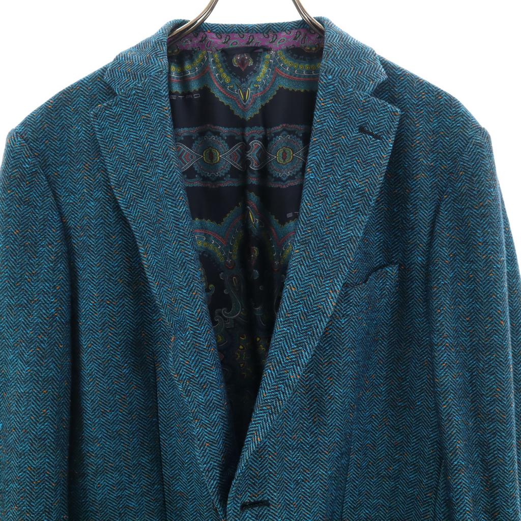 ETRO Made in Italy Linen Blend Herringbone Nep tailored jacket 54 Biggs Men's Used