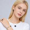 4PCS 13MM Double-Sided Smooth Mother-of-Pearl Four-Leaf Clover Set, Necklace, Bracelet, Earrings And Ring Set, Versatile Jewelry for Women