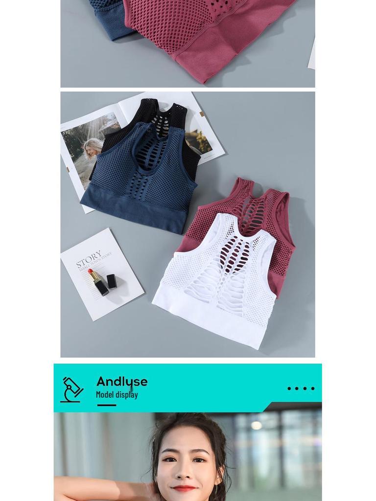 Hehu Xia Damen Atmungsaktiver Mesh Sport-BH - Stoßfest, Formend, für Fitness, Laufen & Yoga