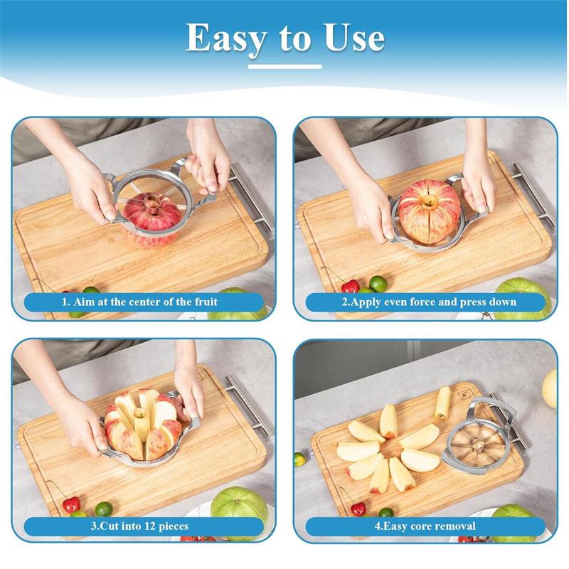 Apple Slicer Stainless Steel Pear Fruit Corer Slicer with 8 Sharp Blades 1/2pcs Fruit Cutter Divider Pitter Kitchen Essential