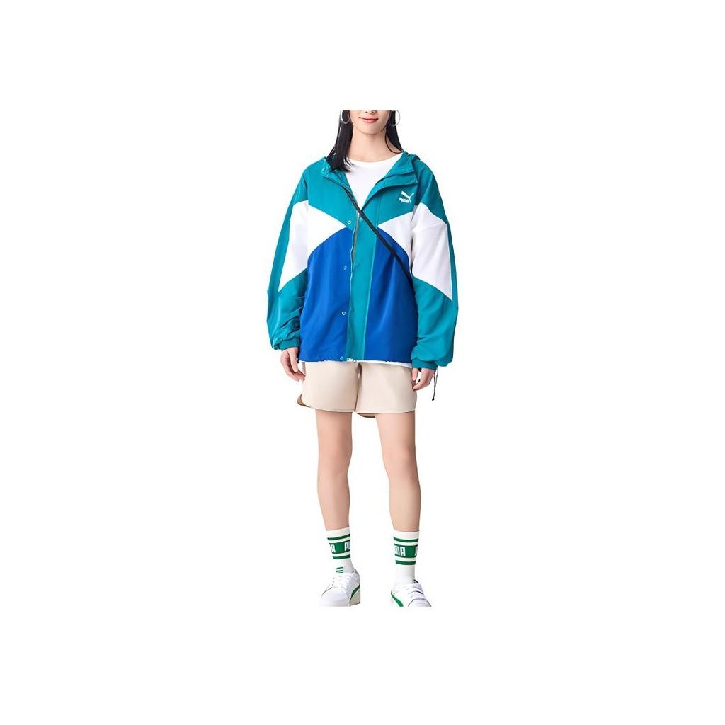 Puma Logo Print Color Block Loose Fit Hooded Jacket Men Jackets Dark-Blue 628202-78