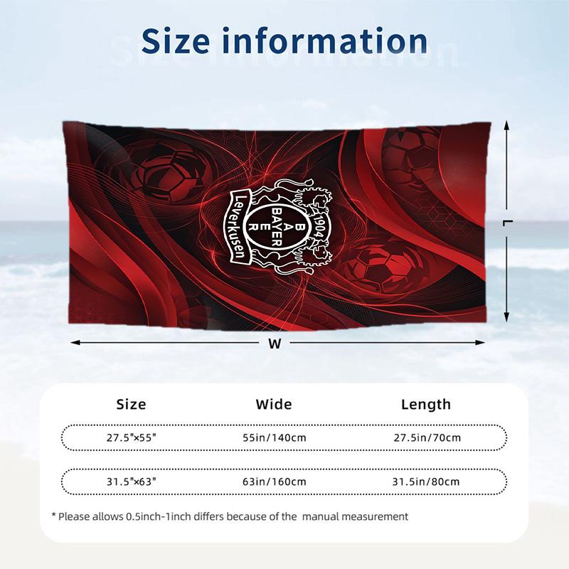 Bayer Leverkusen Football Beach Towel Soft Microfiber Summer Towel Quick Dry Absorbent Towel for Beach Swimming Pool Travel