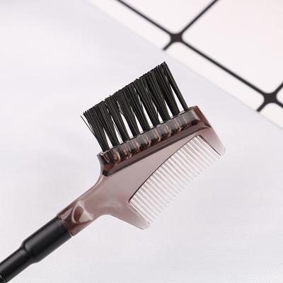 Women Double-Sides Brow Comb Eyebrow Brush Wood Holder Make-Up Tool Black