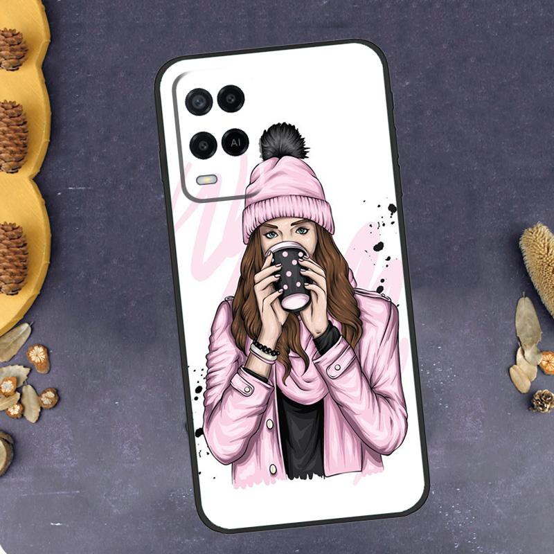 Princess Female Boss Coffee Phone Case For Oppo A94 A74 A54 A15 A18 A38 A58 A78 A98 A40 A60 A80 A16 A76 A96 A57S A17 A77