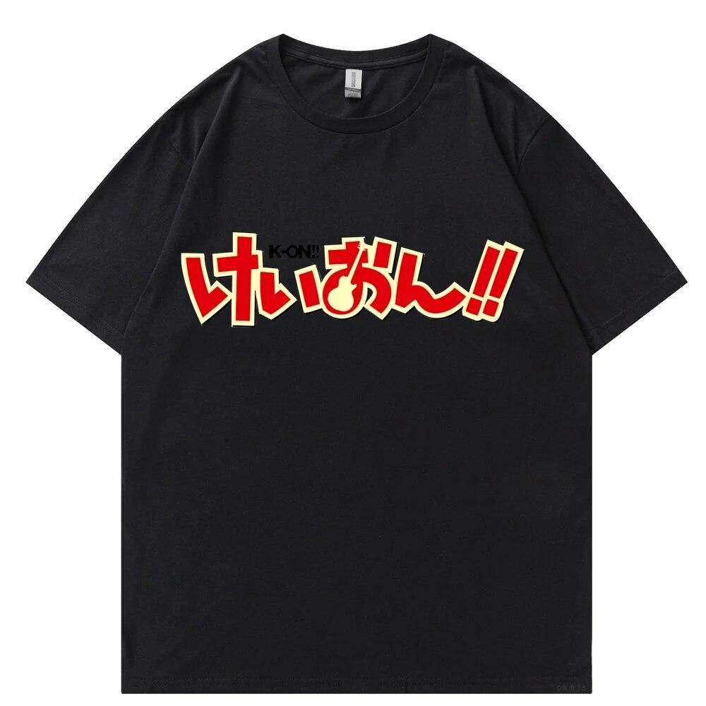 T-Shirt Unisex k-on Grafik weißes T-Shirt Vintage Grunge Japan T-Shirt Grafikästhetik Übergroßes Baumwoll-Kurzarm-T-Shirt T-Shirt