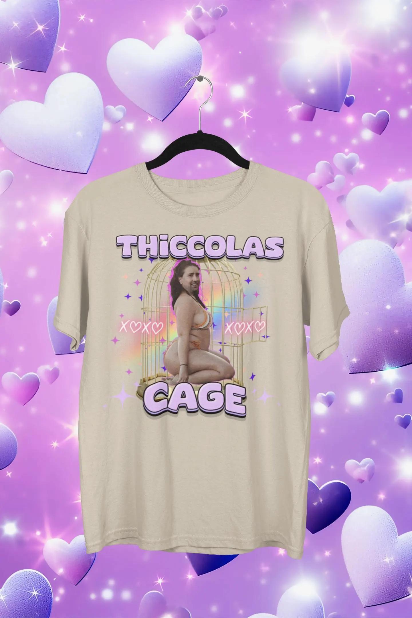 

Thiccolas Cage Funny Meme Shirt Gag Tshirt Unhinged Gift Inappropriate Cursed Celebs Celebrities Offensive Raunchy Stupid Shirt 4XL