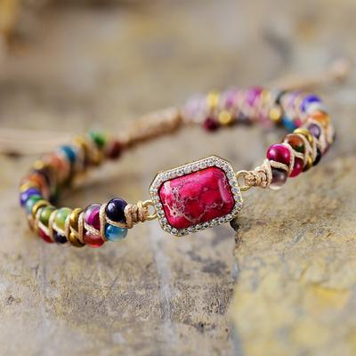 Natural Imperial Stone Agate Hand-woven Friendship Bracelet Couple Jewelry