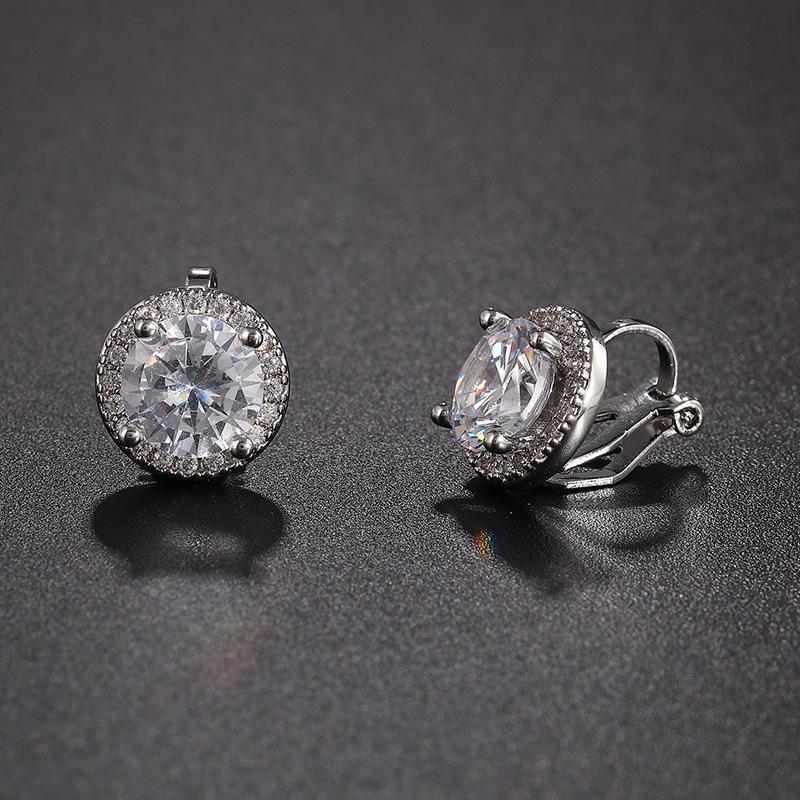 5628 Earring Clip with Colorful Zircon Stone Brass Material for Women