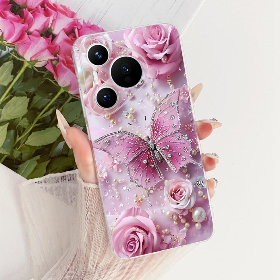 For Huawei Pura 70 Clear Case Aesthetic Luxury Cute Fashion Flowers Funny Painted Casing For Huawei ADY-LX9 ADY-AL00