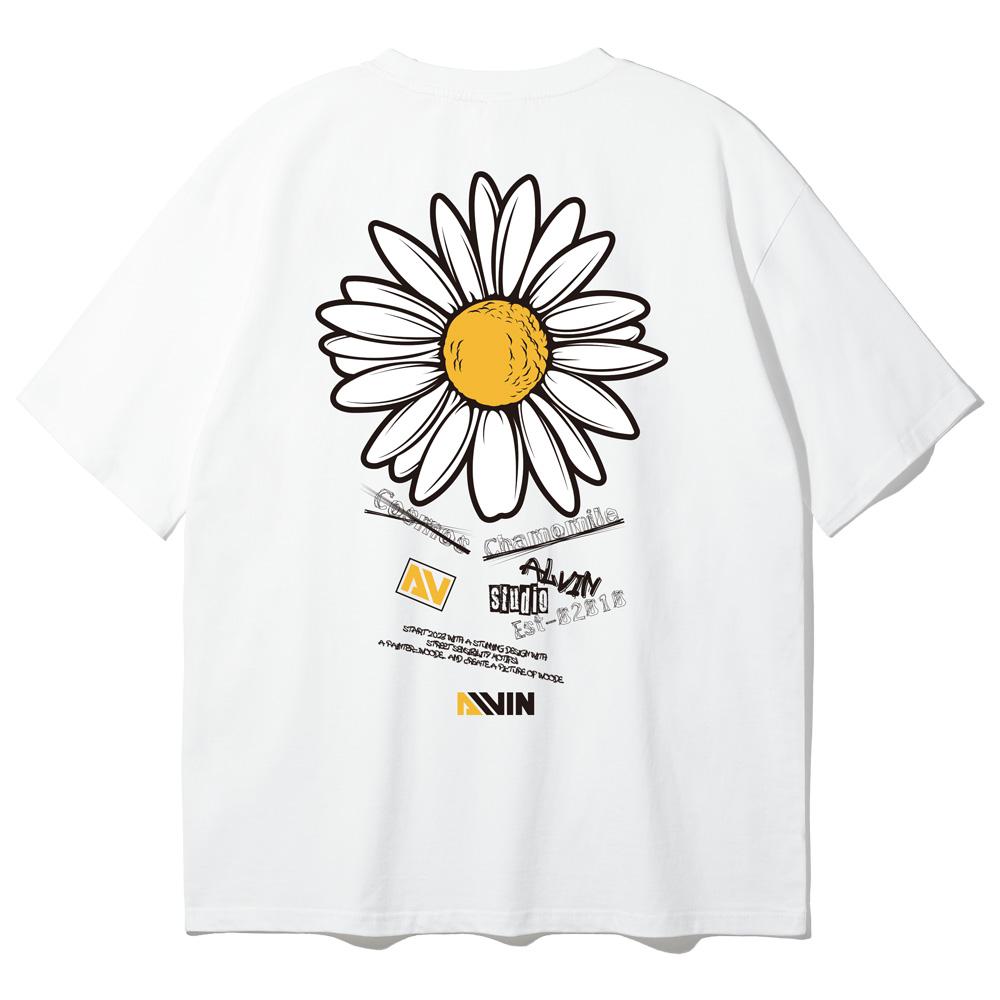 ALVINCLO 2Xl~4Xl Big Size Chamomile Oversized Short Sleeve T-Shirt Be54831 (2 Colors)