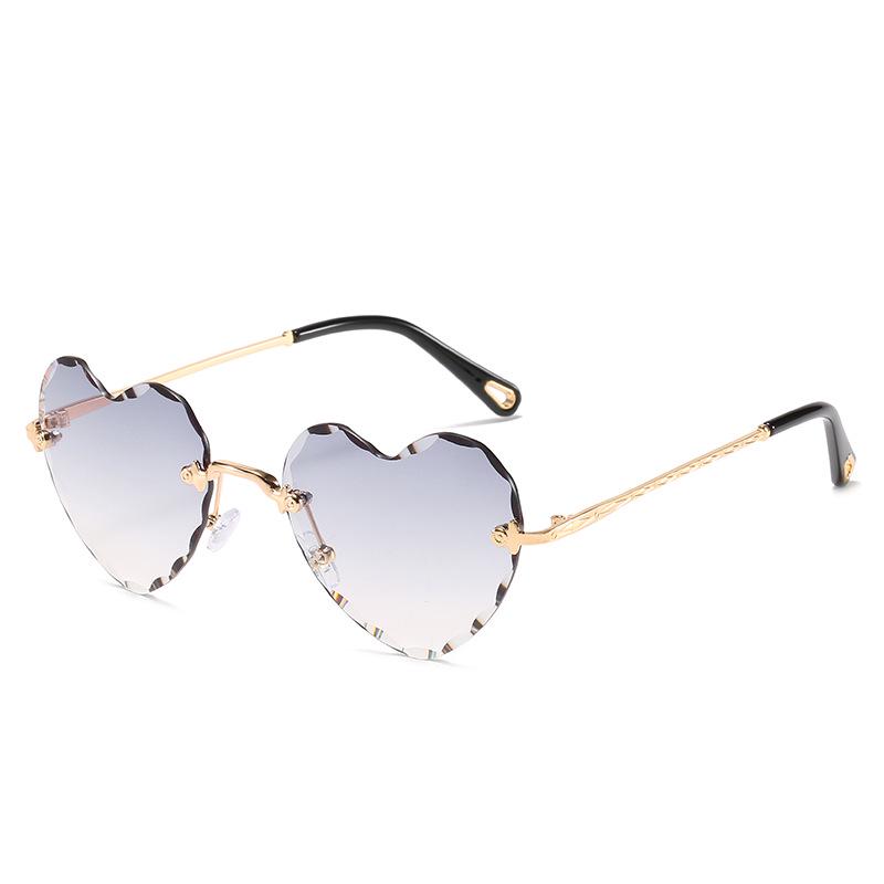 Rimless Sunglasses, Trendy Personalized Street Shot Heart-Shaped Sunglasses, Love Sunglasses For Women