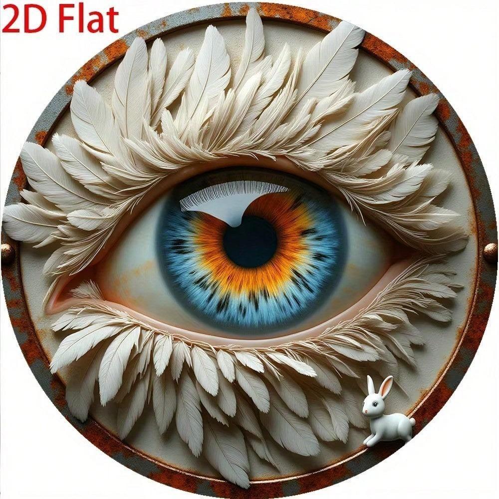

Vintage Round Aluminum Tin Sign Eye Feather Design Metal Wall Art Retro Home Bar Man Cave Decor 20x20 білий