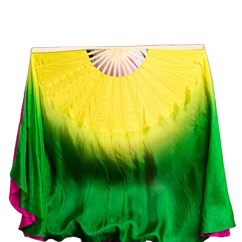 1 шт. Градиентный двухцветный шелковый танцевальный веер Двусторонний классический танец Янко Восточные танцы Удлиненный веер Реквизит для выступления 31cm-10cm