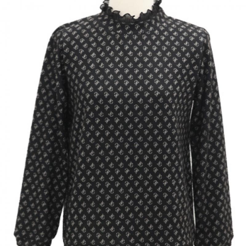 Shiz Madam Women S houndSTooTh Check Double Frill T ShirT T57445