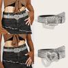 Belt For Women Men Y2K, Rhinestone Buckle Waist Strap Western Cowboy Shiny Pu Leather