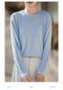 Women's Slim Fit Solid Color Round Neck Wool Sweater - Long Sleeve Fine Knit Base Layer