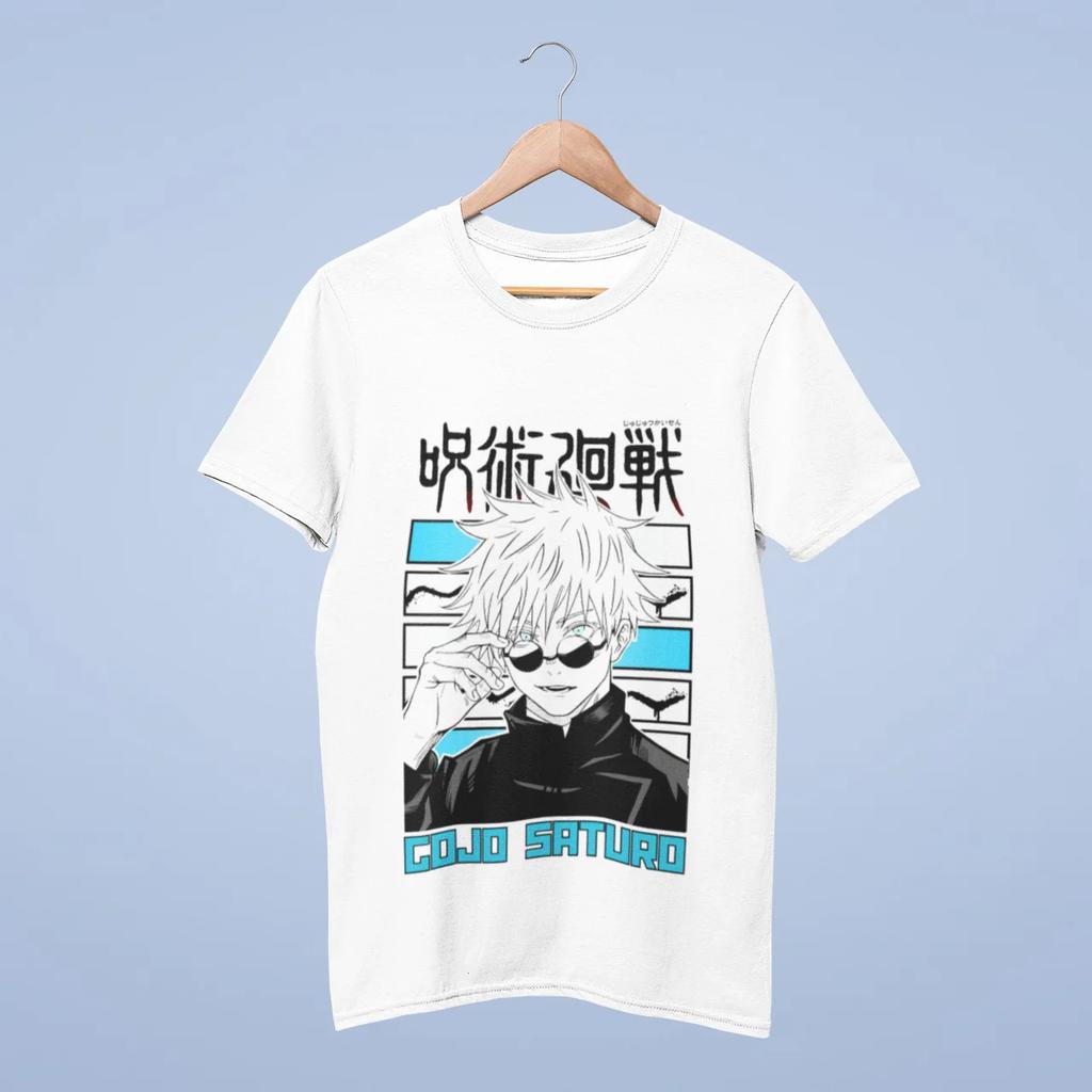 Anime Jujutsu Kaisen Satoru Gojo Graphic TShirt 100Cotton Oversized Shirt Unisex Y2k Unisex Short Sleeve ONeck 2026 High Quality