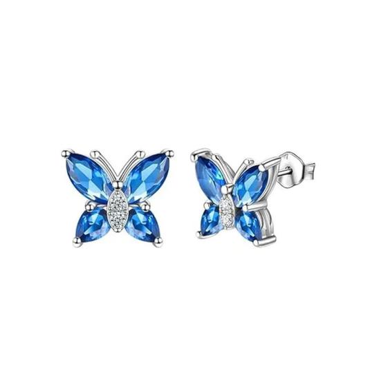 1 Set Jewelry Set Sparkling Rhinestones Inlaid Butterfly Pendant Necklace Ear Studs