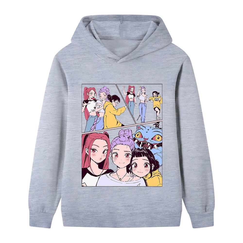 B1238 Kids Boys Girls Kpop Rumi Zoey Mira Print Long Sleeves Hoodie