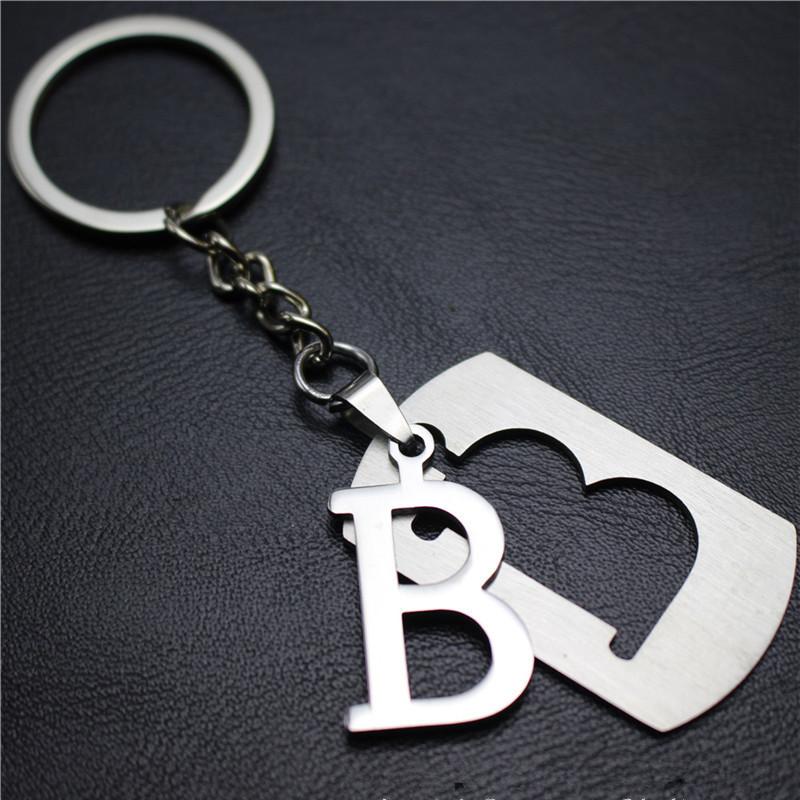 2022 DIY A-Z Letters Key Chain For Name Silver Color Steel Keychain Women Men Car Key Ring Simple Key Holder Party Gift