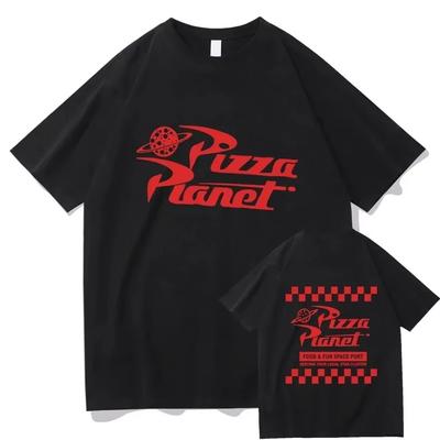 Camiseta Neón de Pixar Toy Story Pizza Planet Nave Espacial para Hombre Mujer Camiseta Algodón Vintage Oversized Hip Hop Manga Corta Tops