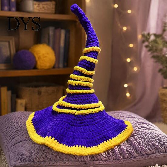 Handmade Gift for Craft Lovers Crochet Twisted Witch Hat DIY Kit, Fall Halloween Patterns Kit Adults, Autumn Party Decor Decoration