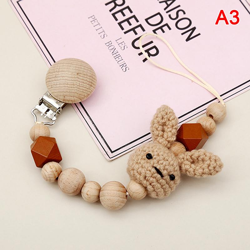 

1шт вязаный крючком кролик детский зажим для соски цепочка без BPA деревянные бусины