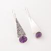 Natural Amethyst Gemstone 925 Sterling Silver Jewelry Handcrafted Earrings 1.9" EE-165-12