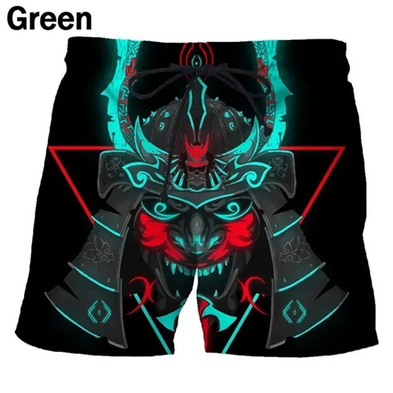 Vintage Japanese Samurai Ghost Mask Boxing Muay Thai Kickboxing Shorts Pants 3D Print Training Unisex Men Women Quick Dry Fitness Gym Sport Workout