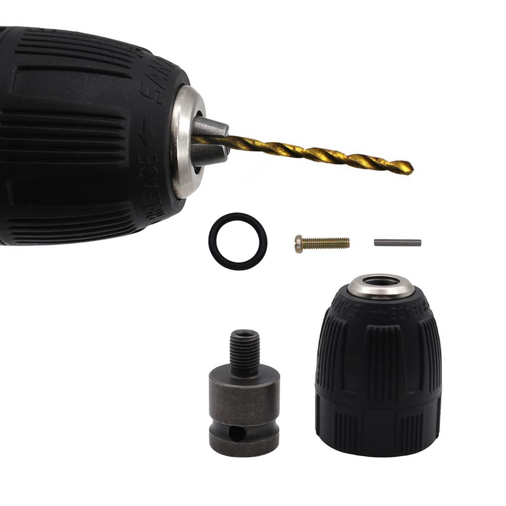 0.8-10mm Precise Keyless Drill Chuck Converter 3/8"- 24UNF Thread Quick Change Adapter Shank 1/4" Hex