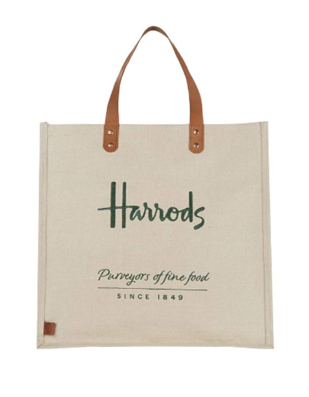 

Harrods Jute Shopper Bag with Embroidered Logo and Leather Handles [Used] білий