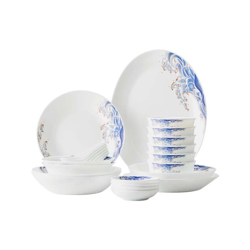 

CORELLE White Jade Orchid Shadow 24-Piece Dinnerware Set