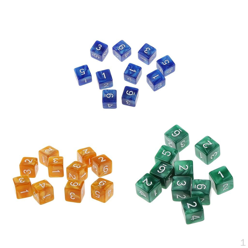 30 Pack Acrylic D6 s 6 Sided Polyhedral Digital Role Playing Game for DND Math Teaching Family Board