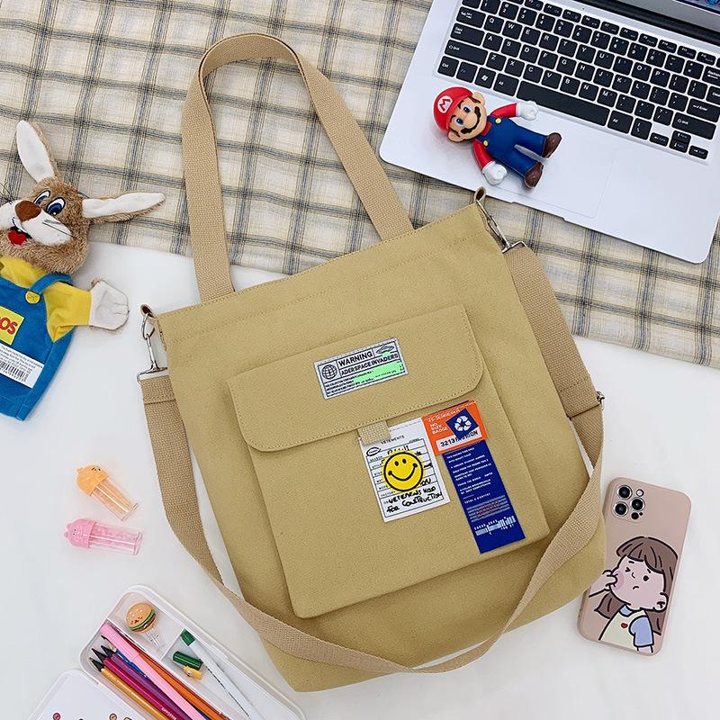 Crossbody Bag Fashionable And Simple Casual Canvas Bag Literary And Fresh Women'S Bag Student Large-Capacity Shoulder Bag