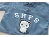 2025 Boys' Korean Style Denim Bear Short Sleeve Two-Piece Summer Set